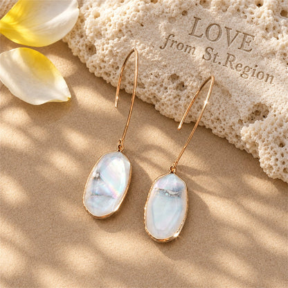 Shell and 18K Gold-Plated Oval Drop Earrings, gold drop earrings for women, vintage-inspired design, lifestyle look