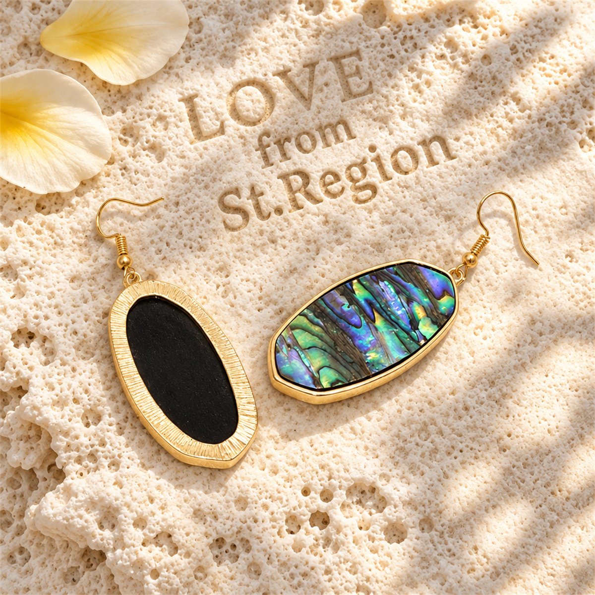 Abalone Shell and 18K Gold-Plated Oval Drop Earrings, gold drop earrings for women, everyday style, lifestyle look