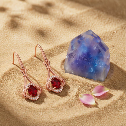Red Crystal and Cubic Zirconia Eye Drop Earrings, drop earrings for women, vintage-inspired design, detail close-up