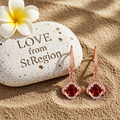 Red Crystal and Cubic Zirconia Eye Drop Earrings, drop earrings for women, vintage-inspired design, lifestyle look