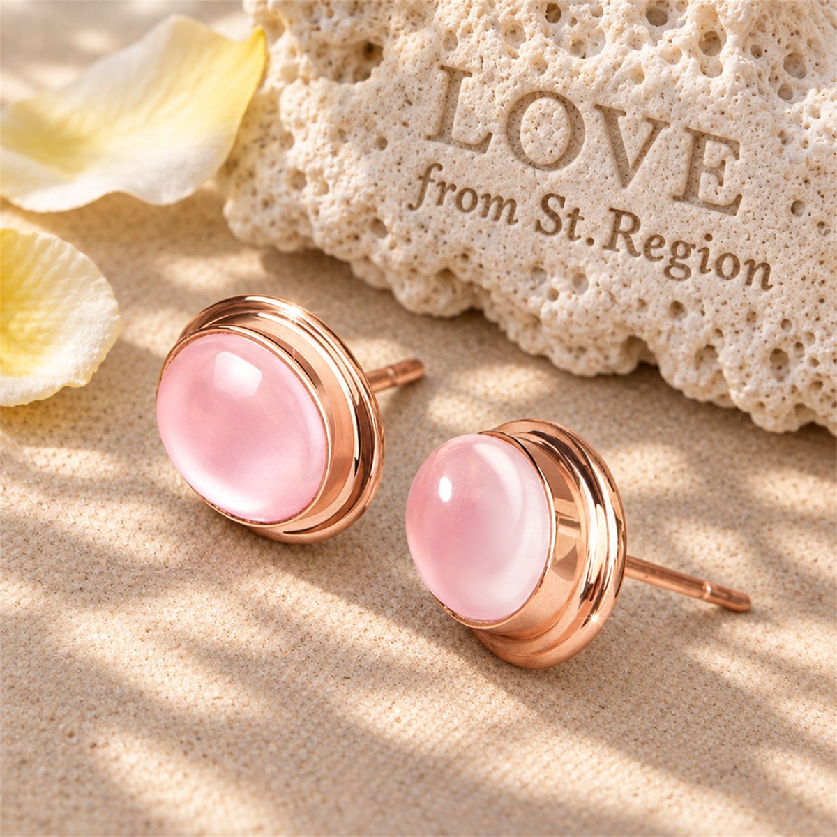 Pink Crystal and 18K Rose Gold-Plated Oval Stud Earrings, rose gold stud earrings for women, lifestyle look