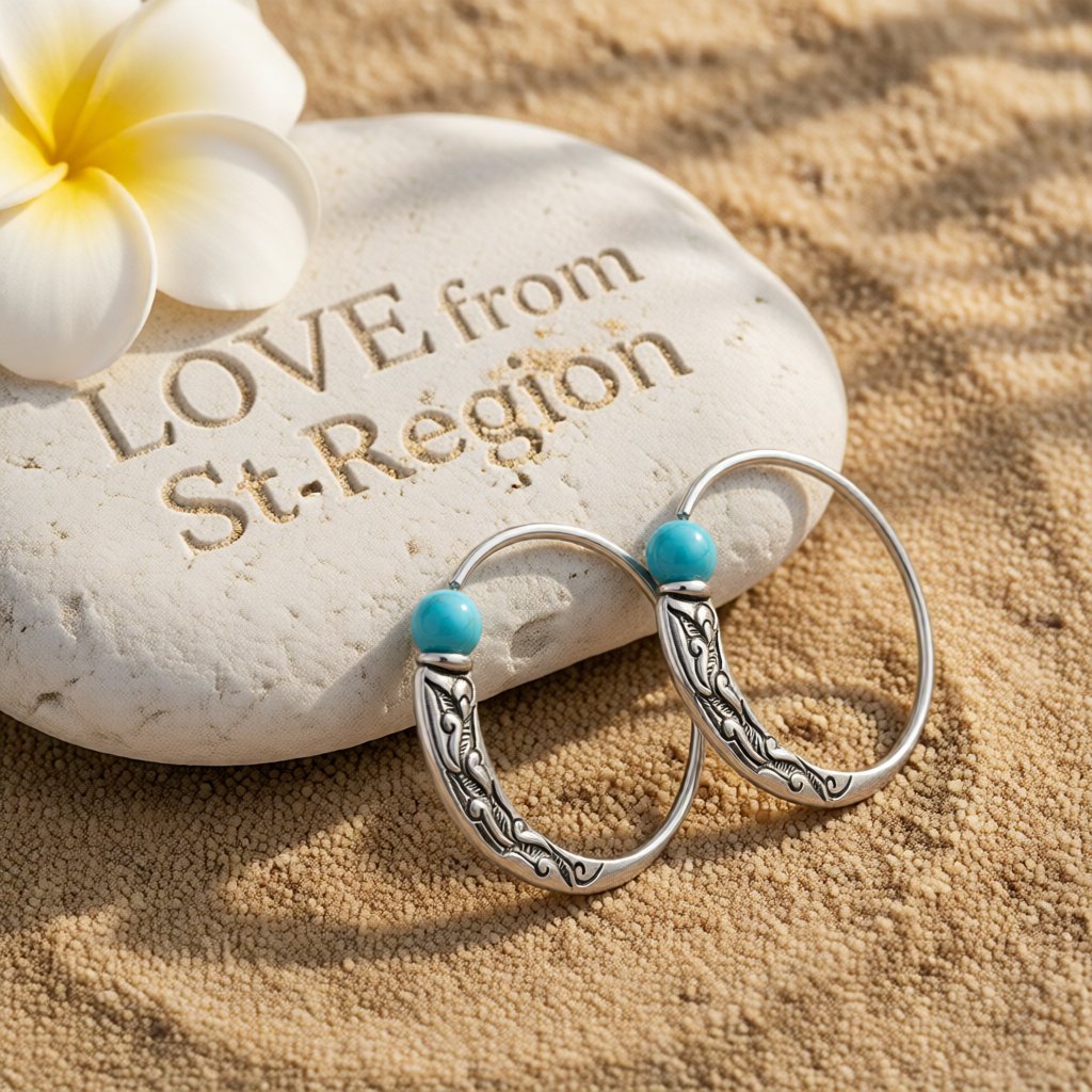 Turquoise & Silver-Plated Hoop Earrings