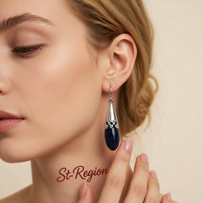 Celestine and Silver-Plated Drop Earrings, silver drop earrings for women, vintage-inspired design, styled look