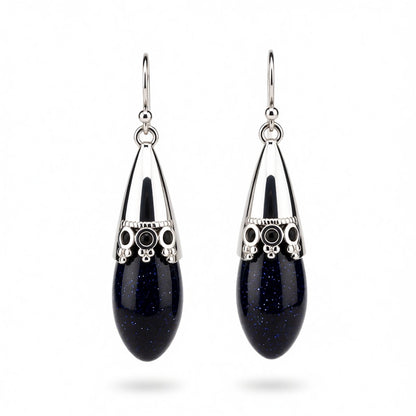 Celestine and Silver-Plated Drop Earrings, silver drop earrings for women, vintage-inspired design, side view