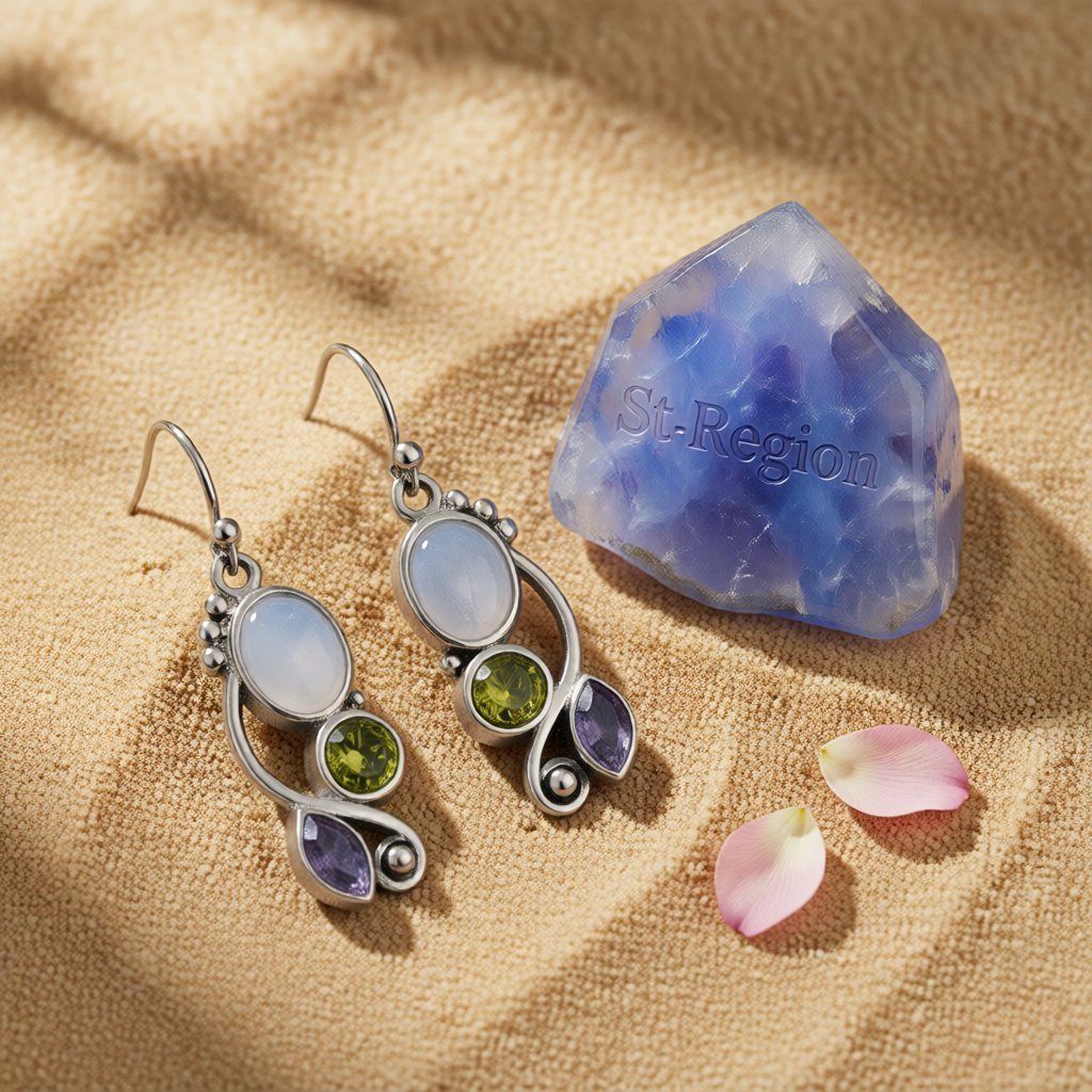 Cat's Eye and Crystal Silver-Plated Vine Drop Earrings, silver drop earrings for women, elegant gift for her, detail close-up