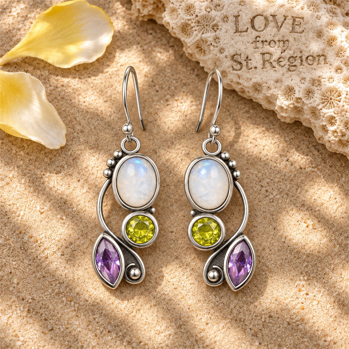 Cat's Eye and Crystal Silver-Plated Vine Drop Earrings, silver drop earrings for women, elegant gift for her, lifestyle look