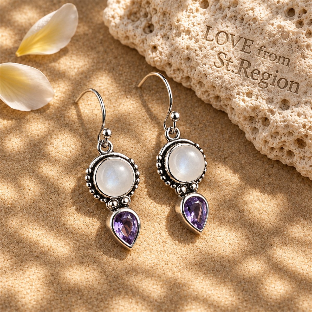Cat's Eye and Crystal Silver-Plated Pear Cut Drop Earrings, silver drop earrings for women, lifestyle look