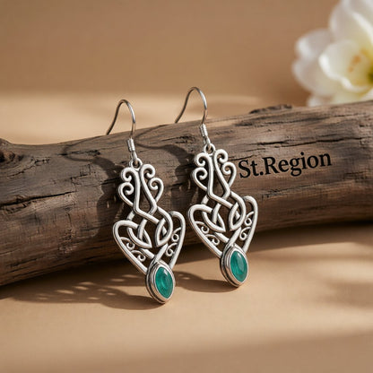 Enamel and Silver-Plated Filigree Drop Earrings, silver drop earrings for women, vintage-inspired design, front view