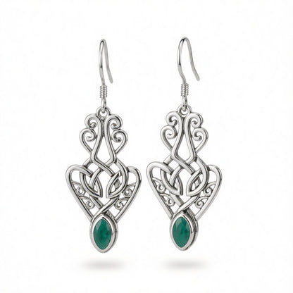 Enamel and Silver-Plated Filigree Drop Earrings, silver drop earrings for women, vintage-inspired design, side view