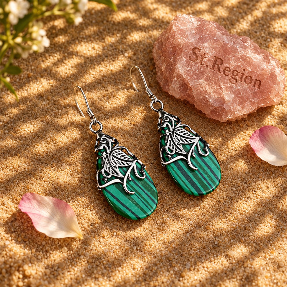Green Acrylic & Silver-Plated Drop Earrings