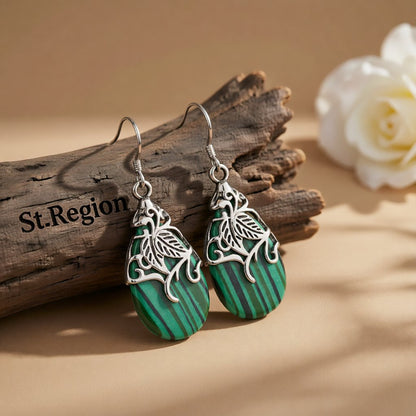 Green Acrylic & Silver-Plated Drop Earrings
