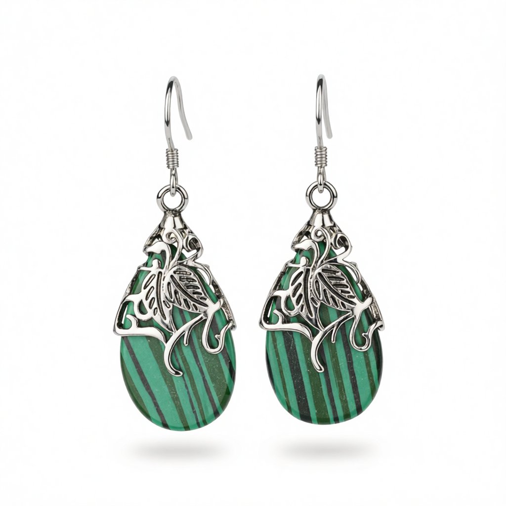 Green Acrylic & Silver-Plated Drop Earrings