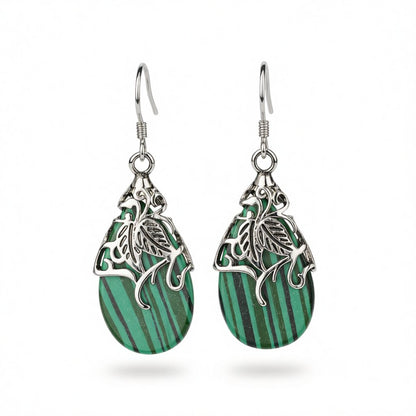 Green Acrylic & Silver-Plated Drop Earrings