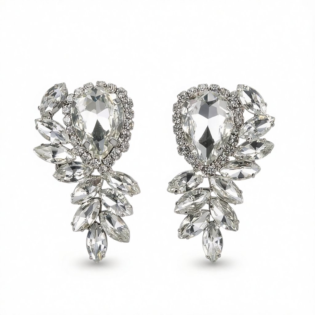 Crystal and Cubic Zirconia Botany Drop Earrings, drop earrings for women, everyday style, side view