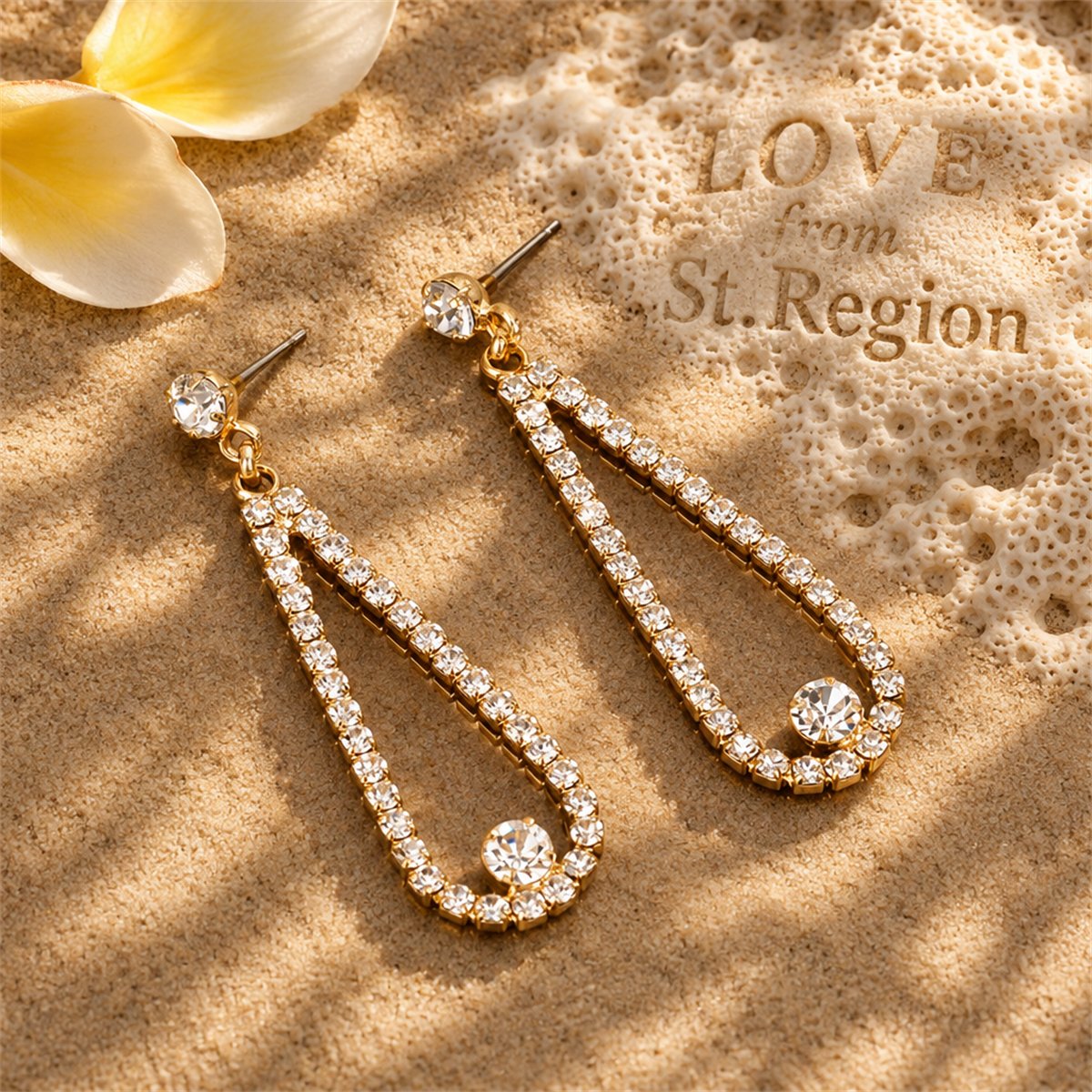 Cubic Zirconia and 18K Gold-Plated Open Teardrop Earrings, gold drop earrings for women, lifestyle look