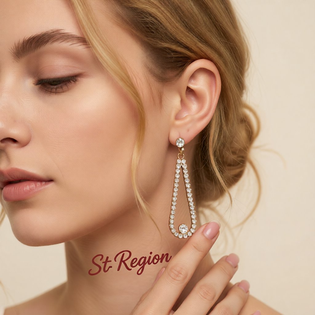 Cubic Zirconia and 18K Gold-Plated Open Teardrop Earrings, gold drop earrings for women, styled look