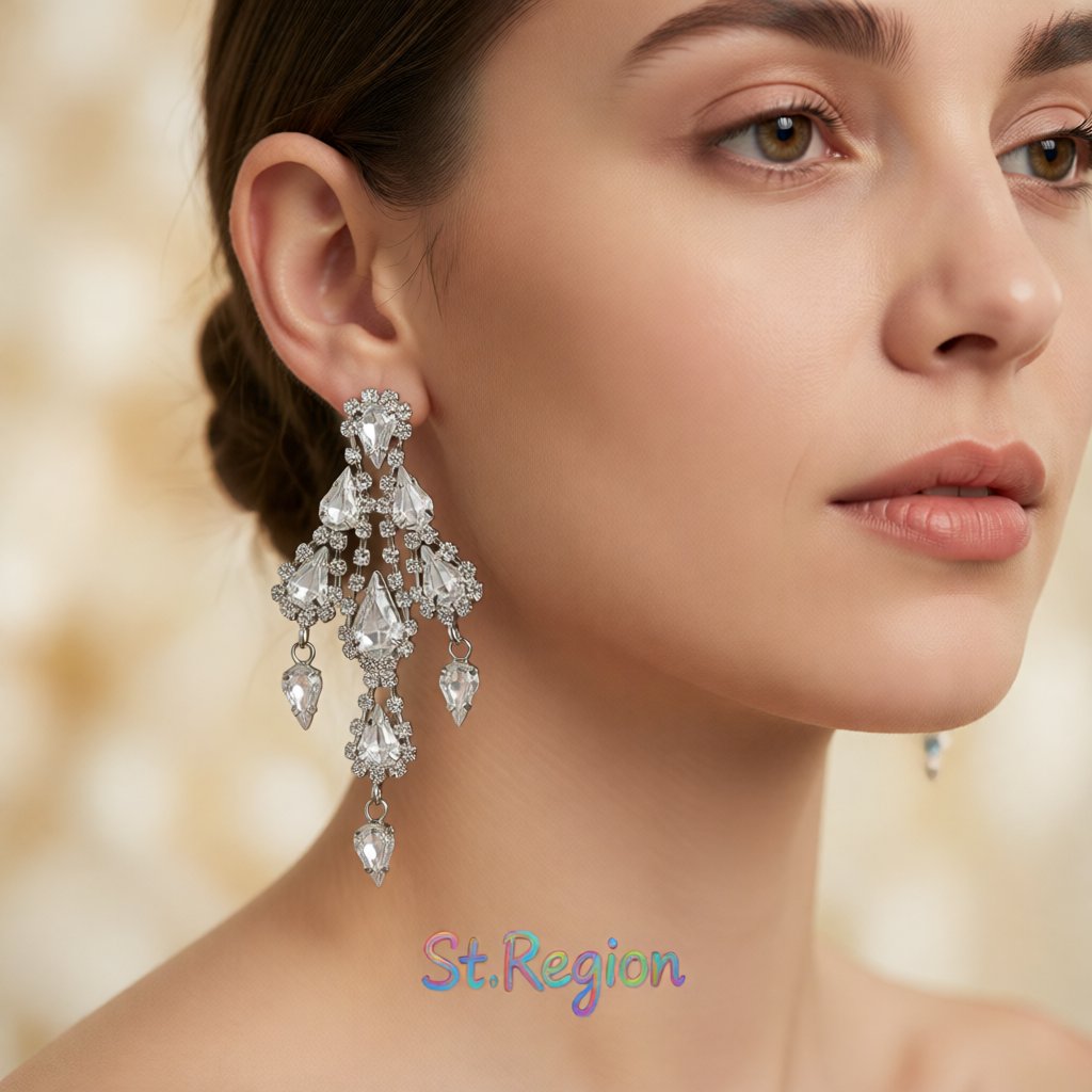 Cubic Zirconia and Silver-Plated Tiered Tassel Drop Earrings, silver drop earrings for women, styled look