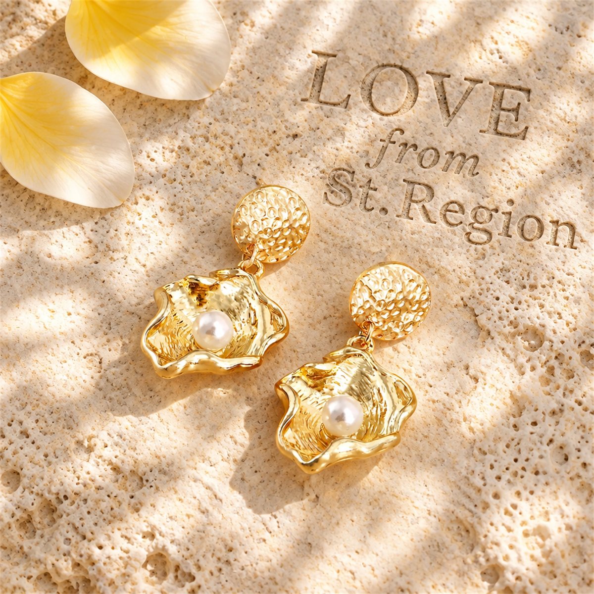 Pearl and 18K Gold-Plated Shell Drop Earrings, gold drop earrings for women, elegant gift for her, lifestyle look