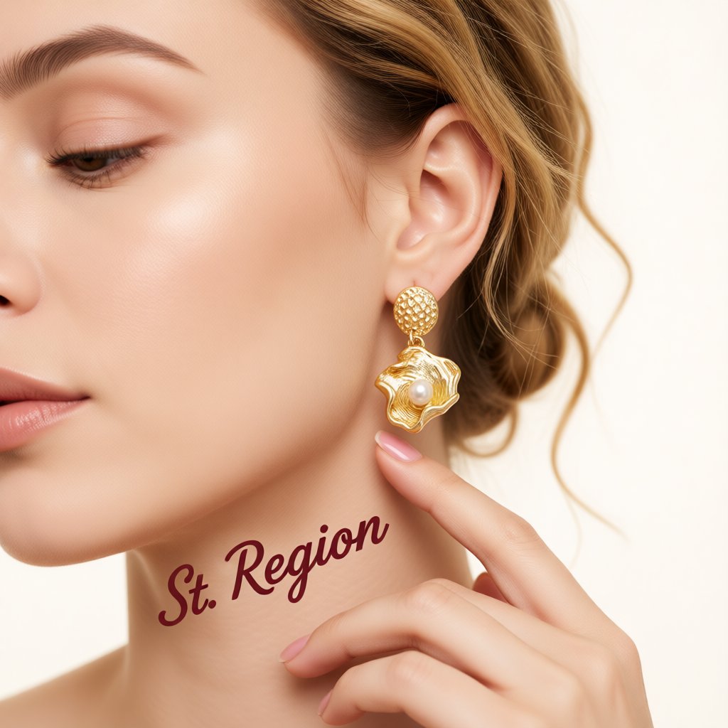 Pearl and 18K Gold-Plated Shell Drop Earrings, gold drop earrings for women, elegant gift for her, styled look