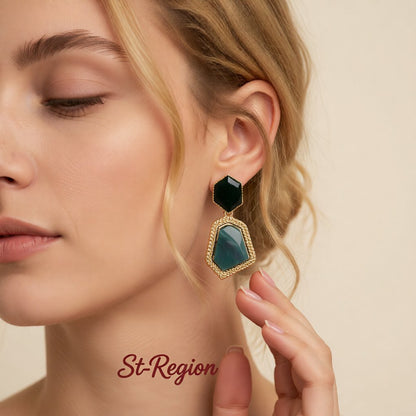 Green Shell & 18K Gold-Plated Polygon Drop Earrings