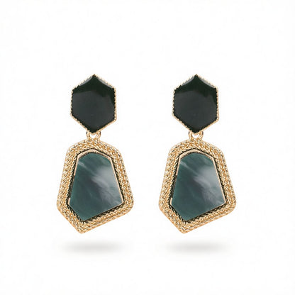 Green Shell & 18K Gold-Plated Polygon Drop Earrings