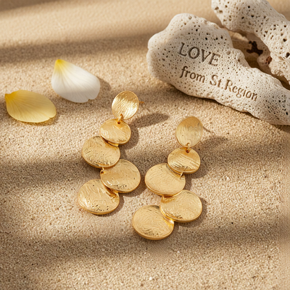 18K Gold-Plated Coin Cluster Drop Earrings