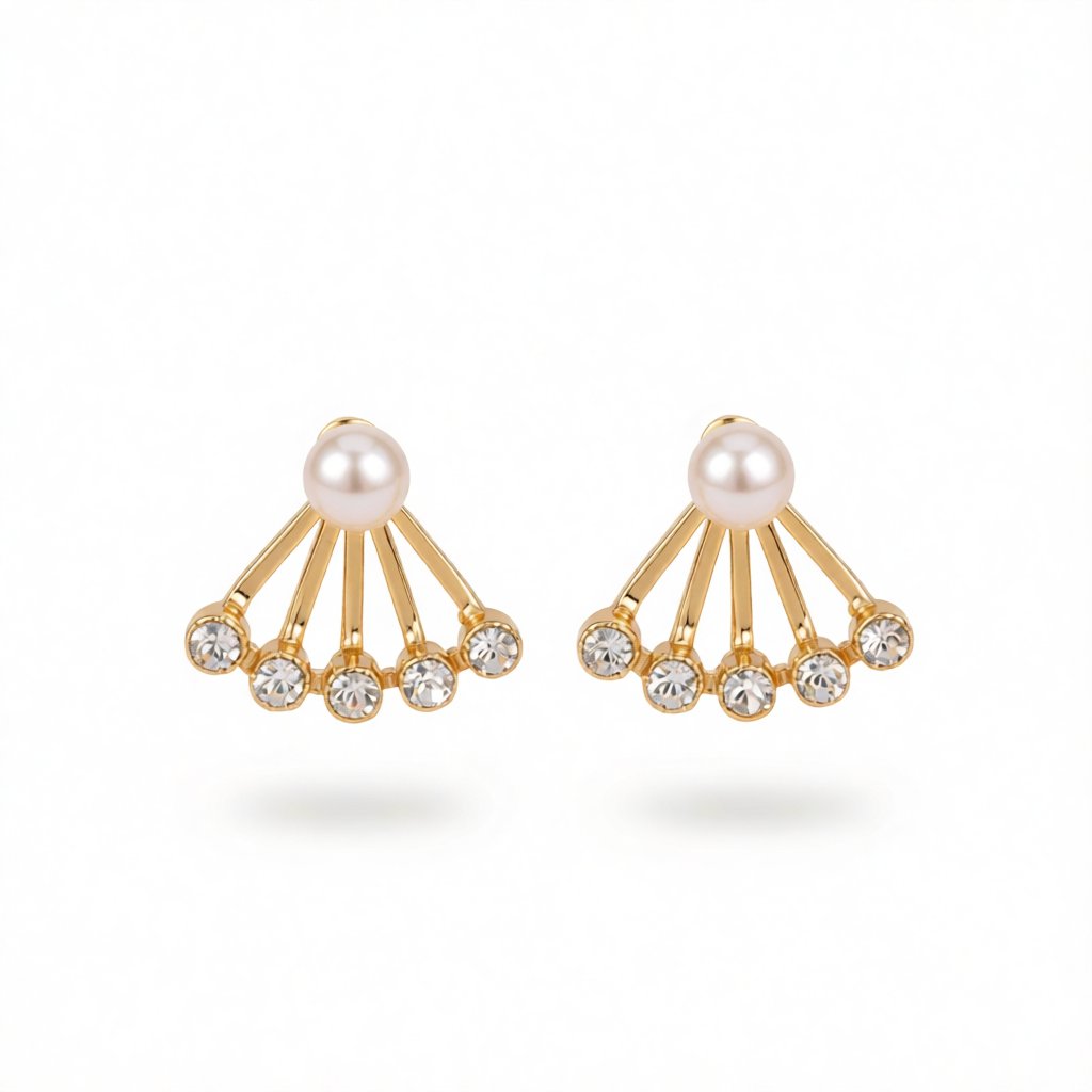 Pearl & Cubic Zirconia Sector Ear Jackets
