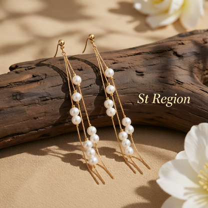 Pearl & 18K Gold-Plated Cluster Tassel Dangle Earrings