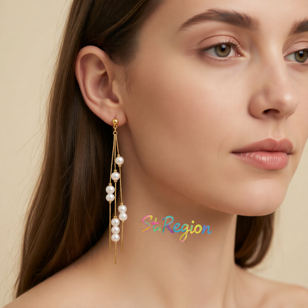 Pearl & 18K Gold-Plated Cluster Tassel Dangle Earrings
