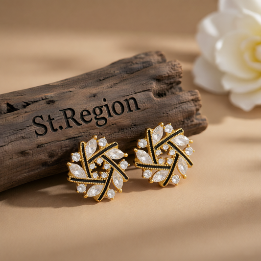 Cubic Zirconia & 18K Gold-Plated Spiral Stud Earrings