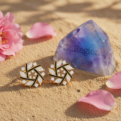 Cubic Zirconia & 18K Gold-Plated Spiral Stud Earrings