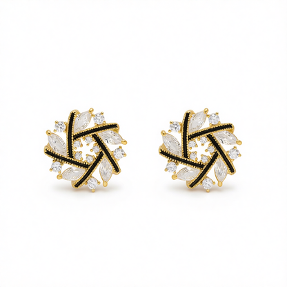 Cubic Zirconia & 18K Gold-Plated Spiral Stud Earrings