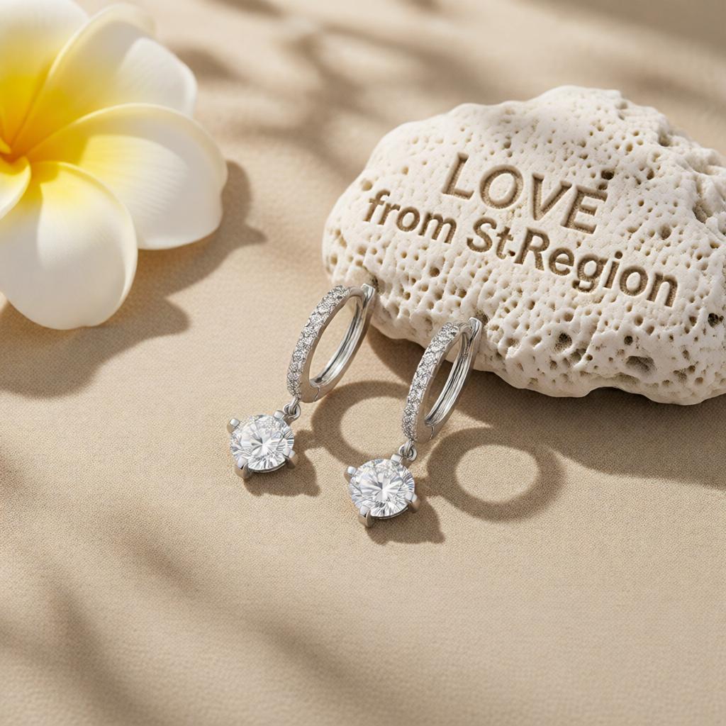 Cubic Zirconia and Silver-Plated Huggie Earrings, silver huggie earrings, dainty minimalist design, lifestyle look