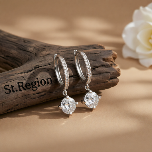 Cubic Zirconia & Silver-Plated Huggie Earrings