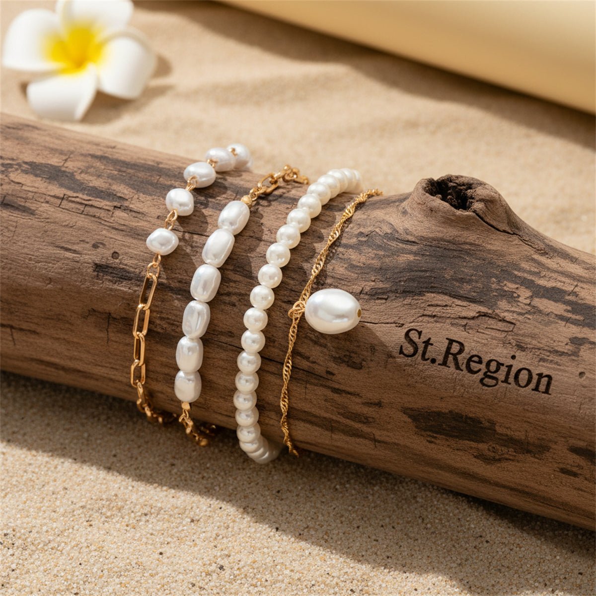 Baroque Pearl & Goldtone Toggle Anklet Set - Street Region