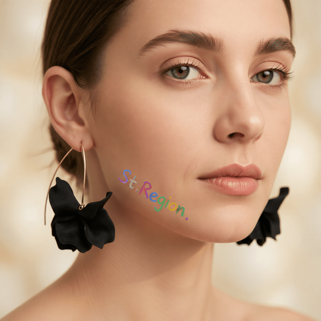 Black Acrylic and Goldtone Petals Drop Earrings, elegant gift for her, styled look