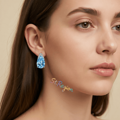 Blue Crystal & Cubic Zirconia Pear-Cut Stud Earrings