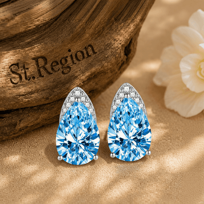 Blue Crystal & Cubic Zirconia Pear-Cut Stud Earrings