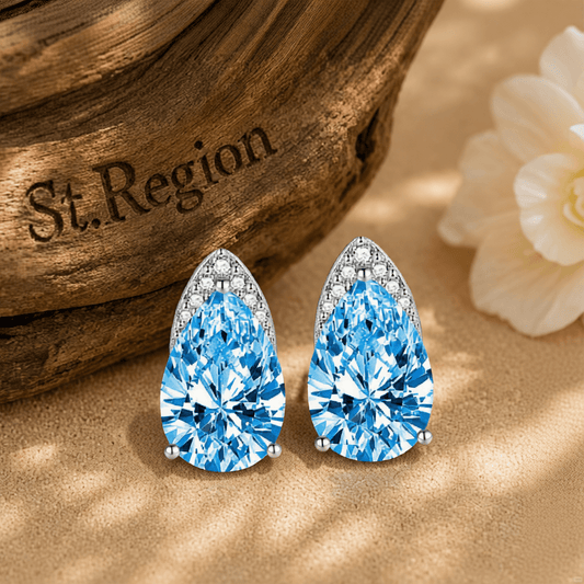 Blue Crystal & Cubic Zirconia Pear-Cut Stud Earrings