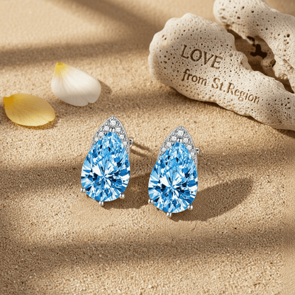 Blue Crystal & Cubic Zirconia Pear-Cut Stud Earrings