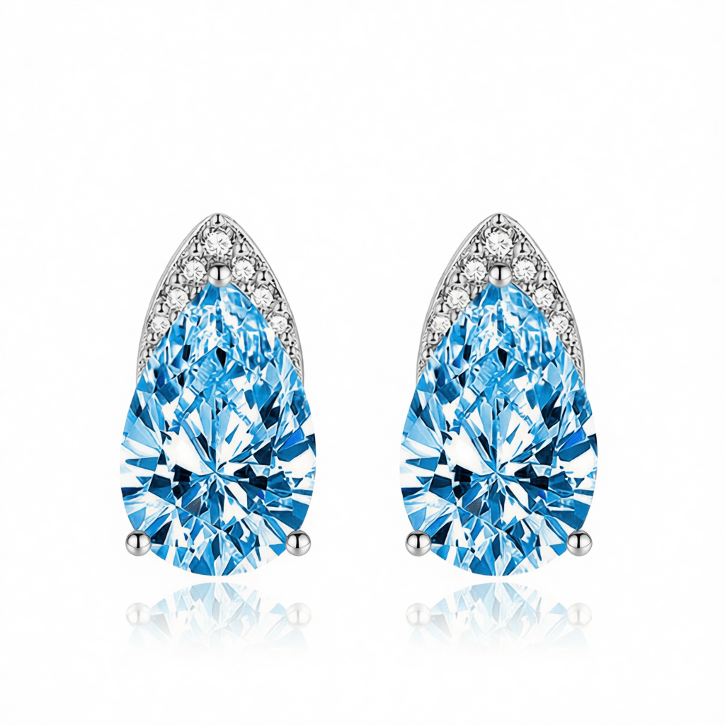 Blue Crystal & Cubic Zirconia Pear-Cut Stud Earrings