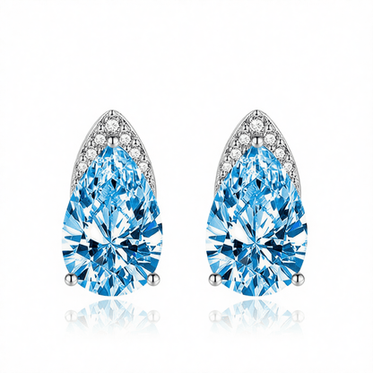 Blue Crystal & Cubic Zirconia Pear-Cut Stud Earrings