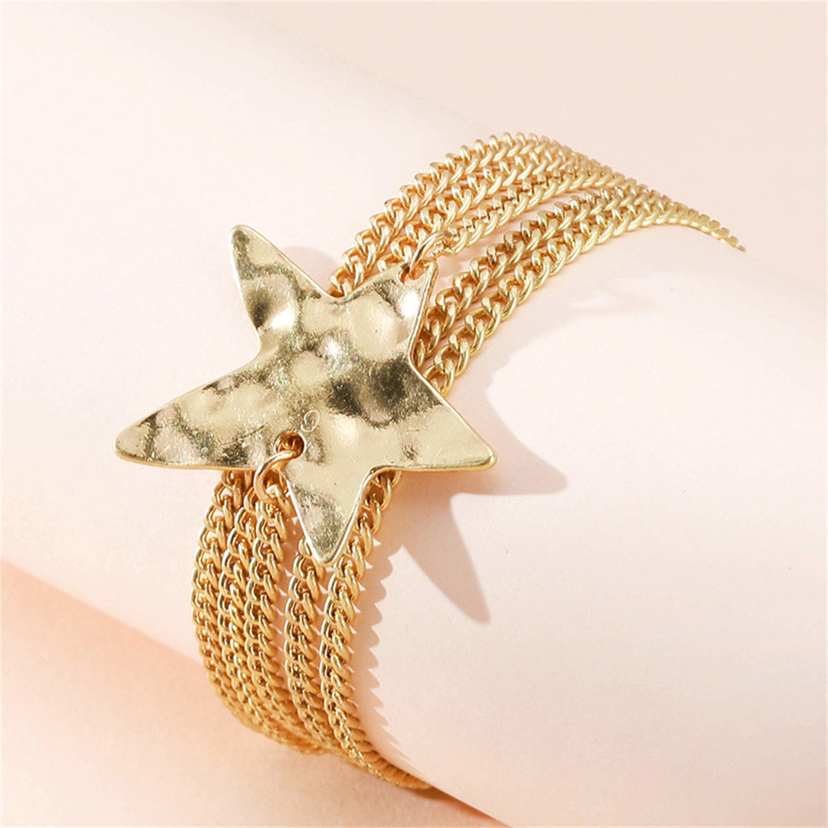 18K Gold-Plated Curb Chain Star Layered Bracelet