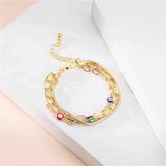 Enamel & 18K Gold-Plated Layered Bracelet
