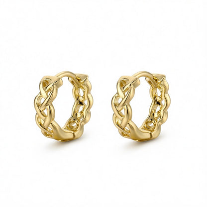 18K Gold-Plated Chain Huggie Earrings