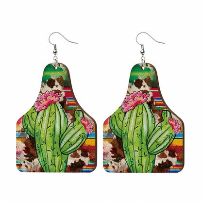 Green Polystyrene and Silver-Plated Cactus Drop Earrings, silver drop earrings for women, elegant gift for her, side view