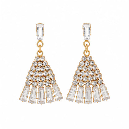 Cubic Zirconia and Crystal Skirt Drop Earrings, drop earrings for women, botanical inspired, side view