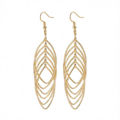 18K Gold-Plated Interlocked Layered Drop Earrings, gold drop earrings for women, botanical inspired, side view