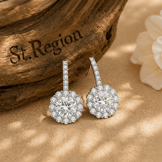 Clear Crystal & Cubic Zirconia Silvertone Round Dangle Earrings