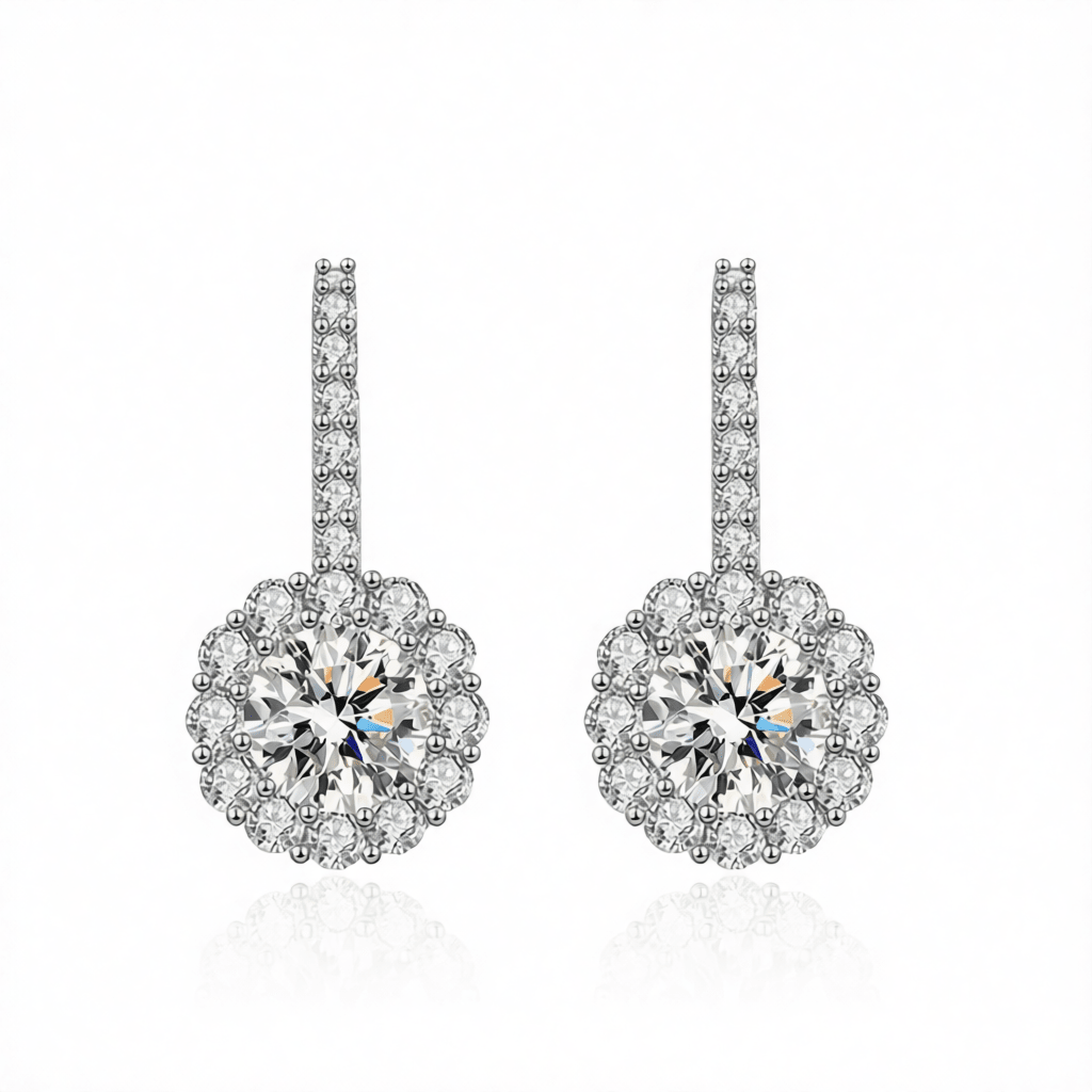 silver stud earrings for women on model St.Region